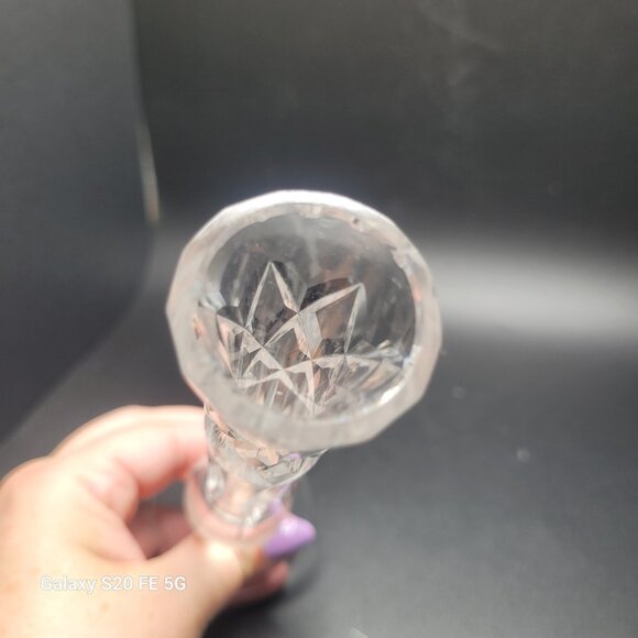 Vintage Royal Brierley Crystal Bud Vase Cut Glass Etched Footed Signed - Picture 3 of 11